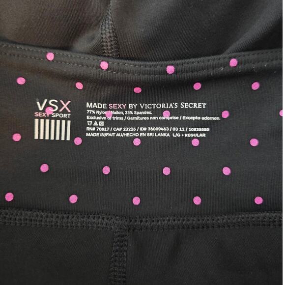 Victoria's Secret Sexy Sport Black Pink Polka Dots Waist Athletic Pants L - Picture 3 of 3